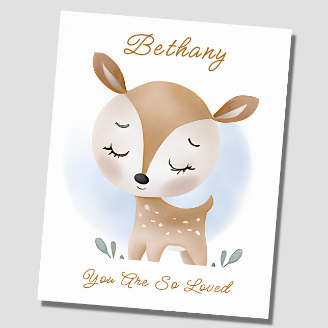 Póster Añadir nombre de texto, Baby Deer Fawn Woodland Bl (Subido por el creador)