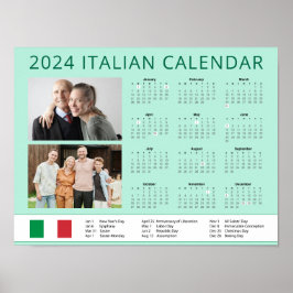 Póster Añadir su calendario italiano Photo 2024 con vacac