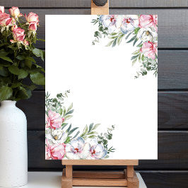 Póster Añadir su propio mensaje magnolia blanco rosa rubi