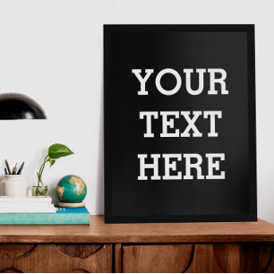 Póster Añadir su propio texto Personalizado aquí negro y 