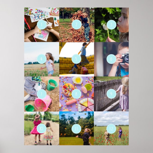 Póster Añadir sus propias 12 fotos personalizables (Frente)