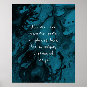 Póster Añadir tu cita Personalizado Mármol negro, azul mo