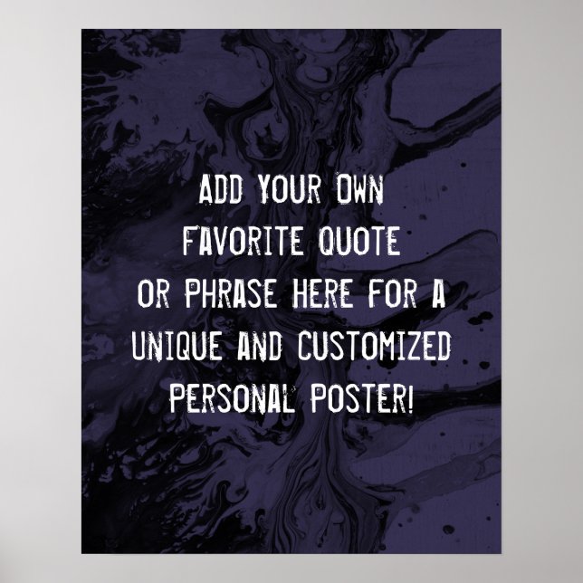 Póster Añadir tu cita Personalizado Mármol negro, morado  (Frente)