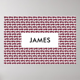 Póster Añadir tu nombre camión de bomberos rojos personal