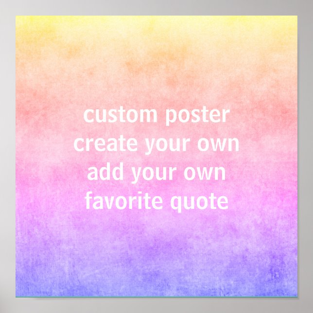 Póster añadir tu propia cita acuarela rosa y púrpura (Frente)