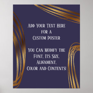 Póster Añadir tu texto con Ovalos de Oro Scribled Oscuro