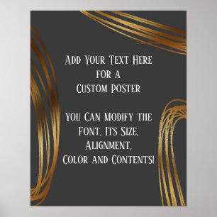 Póster Añadir tu texto dorado resquebrajado Ovalos gris o