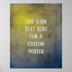 Póster Añadir tu texto Personalizado amarillo y azul