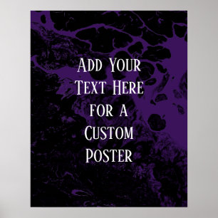 Póster Añadir tu texto Personalizado Mármol negro y púrpu