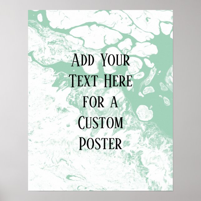 Póster Añadir tu texto Personalizado, mármol verde blanco (Frente)