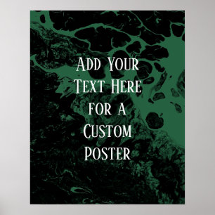 Póster Añadir tu texto Personalizado Mármol verde negro y