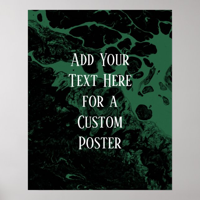 Póster Añadir tu texto Personalizado Mármol verde negro y (Frente)