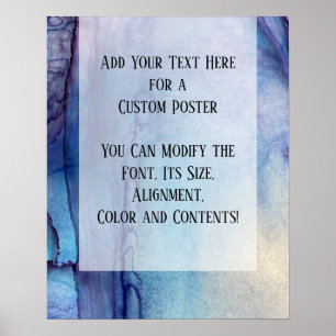 Póster Añadir tu texto Personalizado tinta azul y morada