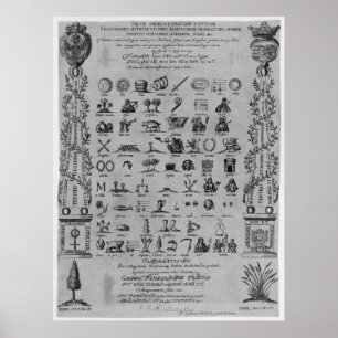 Póster Anagrama latino de los símbolos de Hieroglyphicum