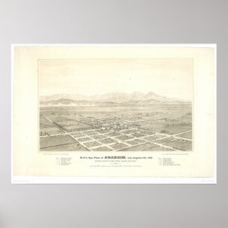 Póster Anaheim, CA. Mapa Panorámico (0025A) - Sin restaur