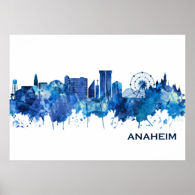 Póster Anaheim California Skyline Blue (Frente)