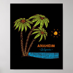 Póster Anaheim, California Surfing Vintage Retro Playa Hi