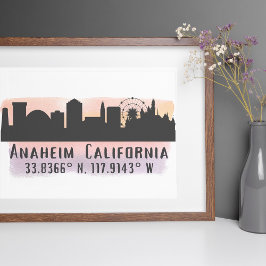 Póster Anaheim Skyline Latitude y longitud