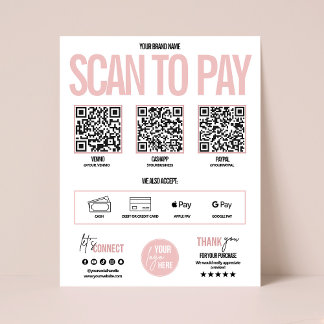 Póster Análisis de código QR para pagar Venmo de Rótulo d