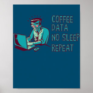 Póster Analista de datos Café Datos Ingeniero somnoliento