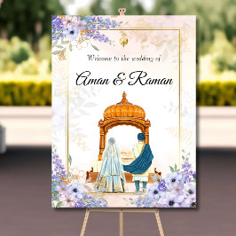 Póster Anand Karaj cartel de bienvenida Sikh bodas