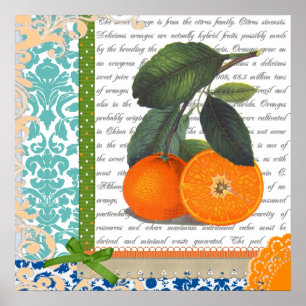 Poster anaranjado del arte de la cocina de la