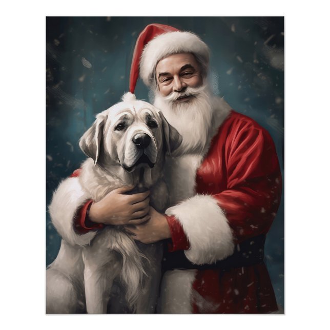 Póster Anatolian Shepherd con Navidades de Santa Claus (Anverso)