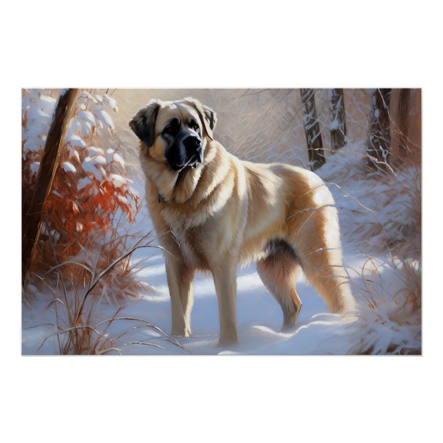 Póster Anatolian Shepherd Let It Snow Navidades (Anverso)