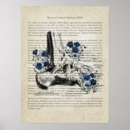 Póster Anatomía de ángulo con acento floral azul
