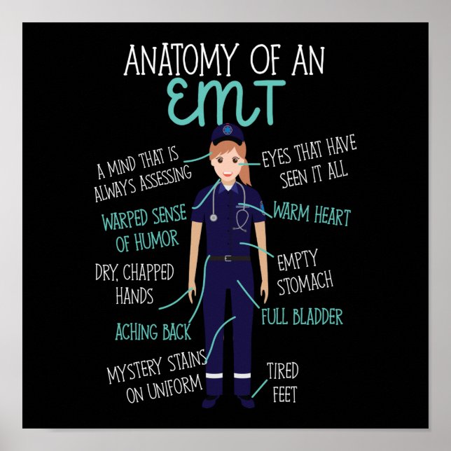Póster Anatomía De Emergencia De EMS De Un Emt (Frente)