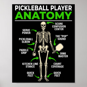Póster Anatomía de jugador de pickleball divertido dink p