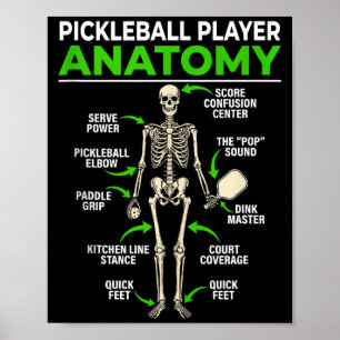 Póster Anatomía de jugador de pickleball divertido dink p