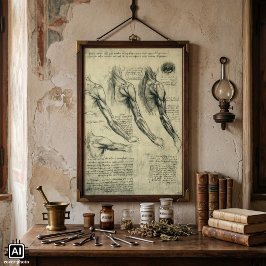 Póster Anatomía del brazo y del hombro por Leonardo da Vi