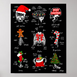 Póster Anatomía del esqueleto humano de Navidad estudiant