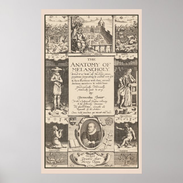 Póster Anatomía del estudio psicológico Melancholy 1621 (Frente)