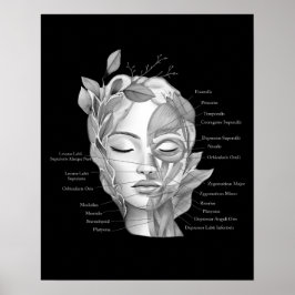 Póster Anatomía facial Músculos faciales Med Spa Decor