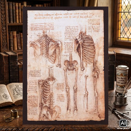 Póster Anatomía Humana Huesos del Esqueleto por Leonardo