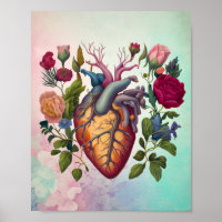 Anatomía médica vintage médica de flor cardíaca