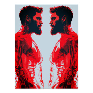 Póster Anatomía Roja – Estudio Abstracto del Músculo Huma