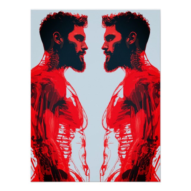 Póster Anatomía Roja – Estudio Abstracto del Músculo Huma (Anverso)