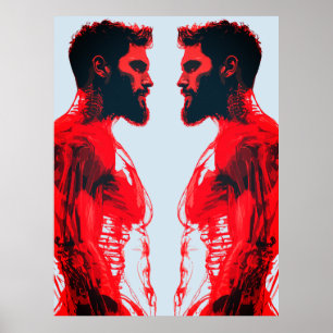 Póster Anatomía Roja – Estudio Abstracto del Músculo Huma