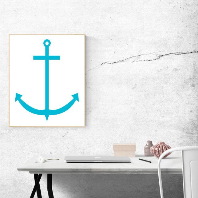 Póster Anchor Nautical Turquoise (A poster of a turquoise anchor)