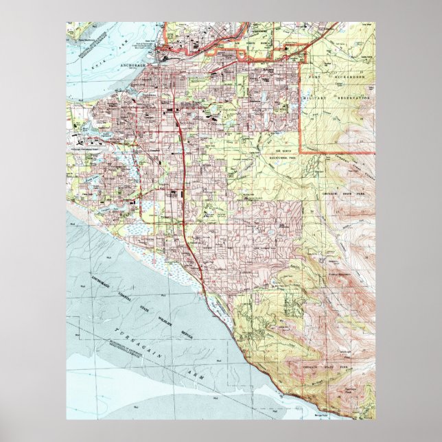 Póster Anchorage Alaska Map (1994) (Frente)