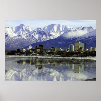 Póster Anchorage Alaska Skyline