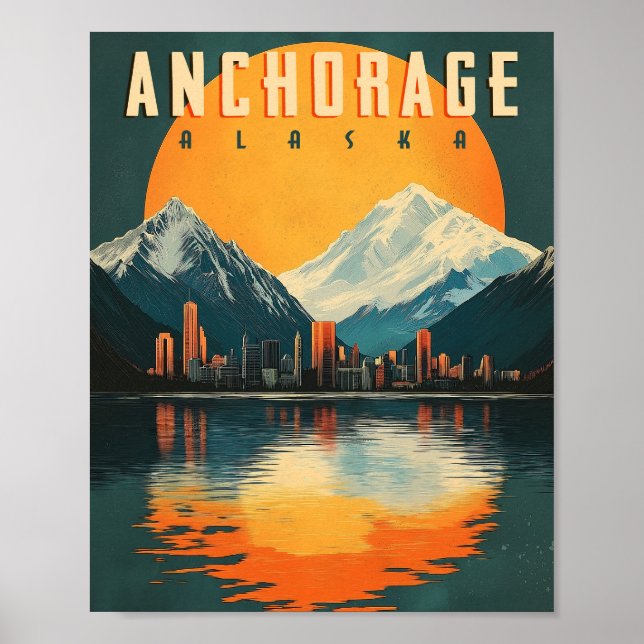 Póster Anchorage, Poster de Alaska - Impresionantes vista (Frente)