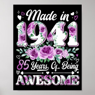 Póster anciana de 85 años fabricado en 1941 floral cumple