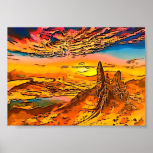 Póster Anciano de Skye, Escocia de la tormenta