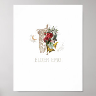 Póster Anciano Emo Divertido Goth Mayor Gótico Cottagecor