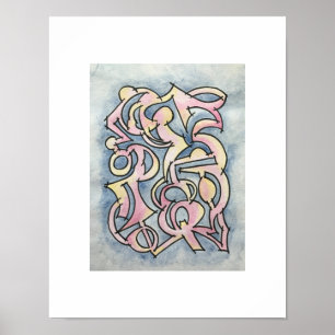 Póster Ancianos Cerradura Pintada Abstracta Watercolor Ar