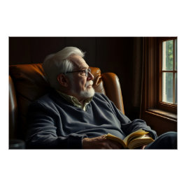 Póster Ancianos pensivos soledad